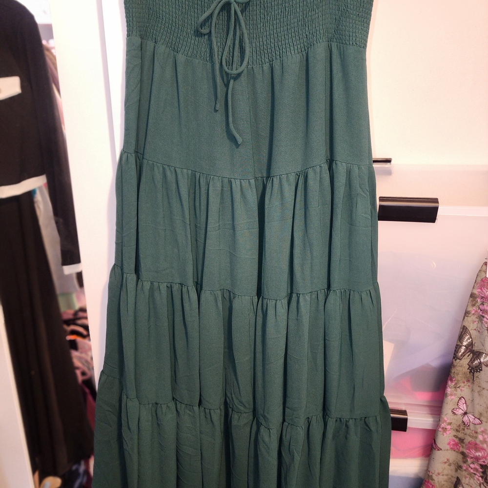 HYFVE Forest Green Tiered Maxi Skirt